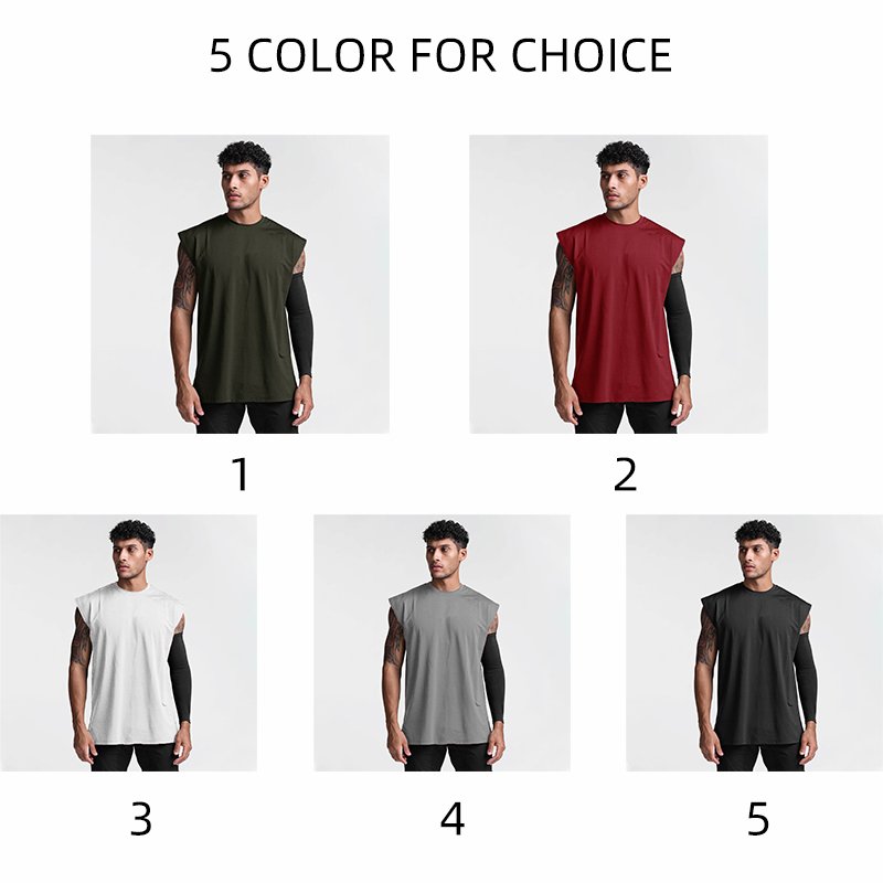 Custom Own Logo Cotton Singlet Gym Sleeveless T-shirt Vest Sportswear Tops Men Bodybuilding Fitness Tank Tops