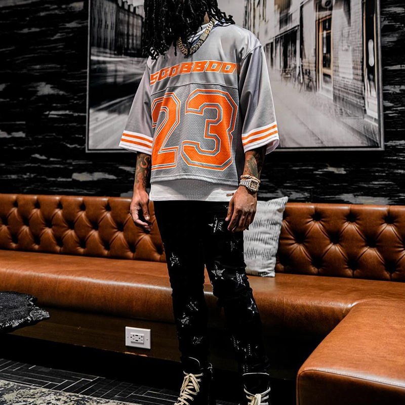 2024 Custom screen printed square T-shirt mesh oversized T-shirt Football shirt Football basketball jersey Men's T-shirt