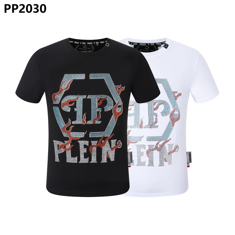 Plein Men's T-shirt summer short-sleeved pure cotton breathable comfortable high-quality hot-drilled