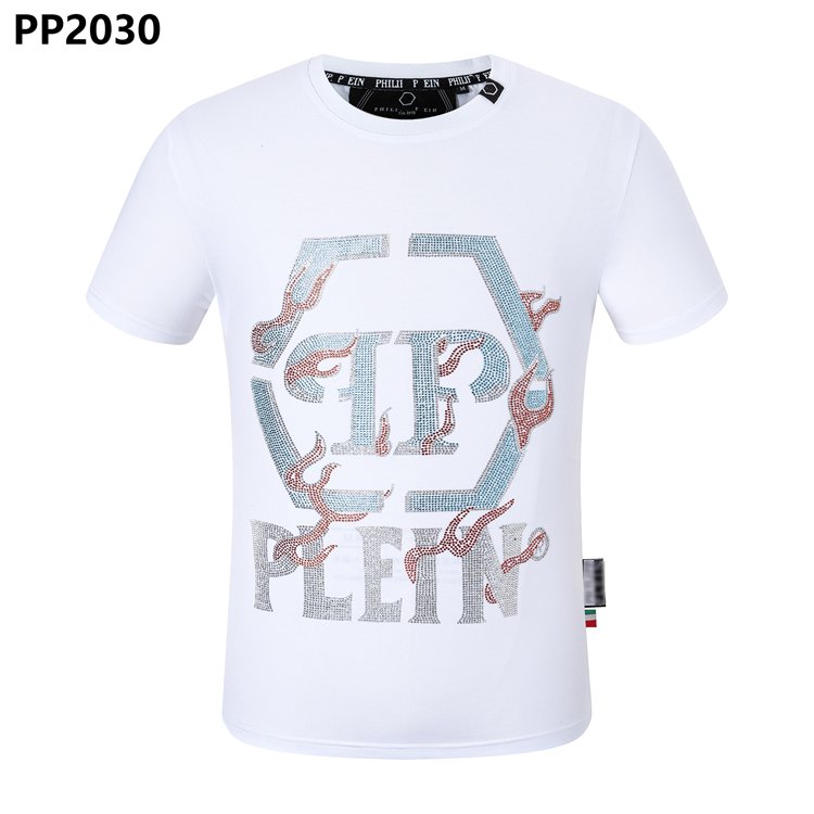 Plein Men's T-shirt summer short-sleeved pure cotton breathable comfortable high-quality hot-drilled