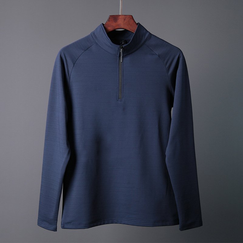Custom Gym Mens Raglan Long Sleeve T Shirt Slim Fit T Shirt With 1/4 Zip Training Pullover