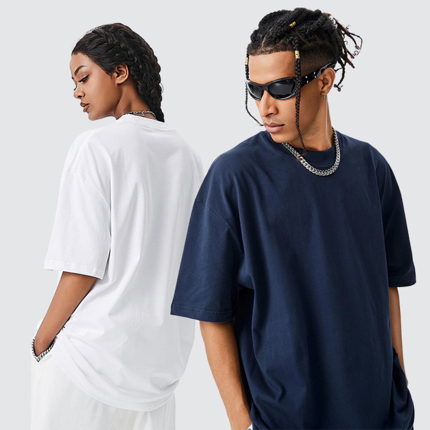 Wholesale 280gsm 100% Cotton Men's T-Shirt Crew Neck Custom Printing Blank Heavyweight Streetwear Oversized Drop Shoulder Tshirt