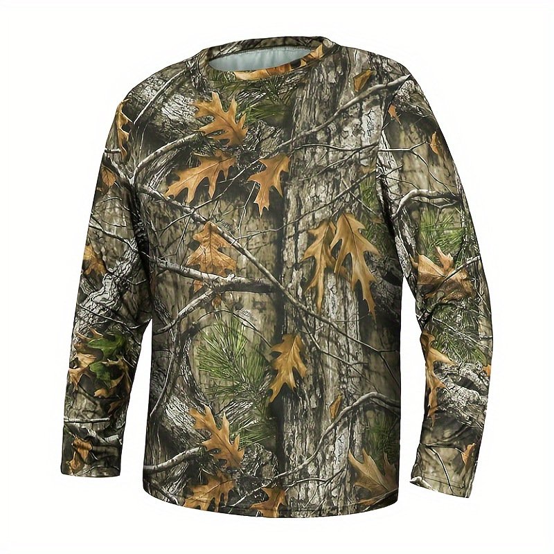 Outdoor hunting camouflage men's sun protection long sleeved T-shirt quick dry fitness running training Men's T-shirt clothes