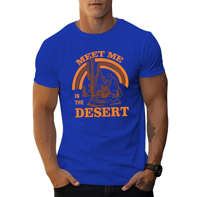 American street wear men's t-shirts graphic tees orange brown desert letters print wholesale black t-shirt Cotton men's t-shirts