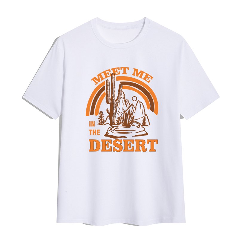 American street wear men's t-shirts graphic tees orange brown desert letters print wholesale black t-shirt Cotton men's t-shirts