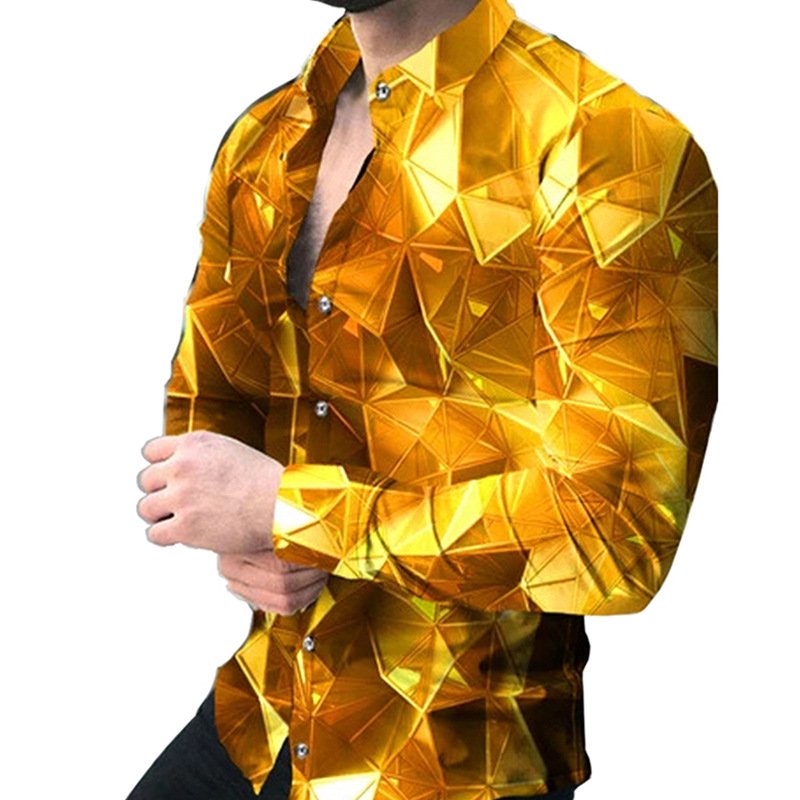 2024 new cross-border men's European size print Hawaiian autumn floral long-sleeved t-shirt cardigan for men