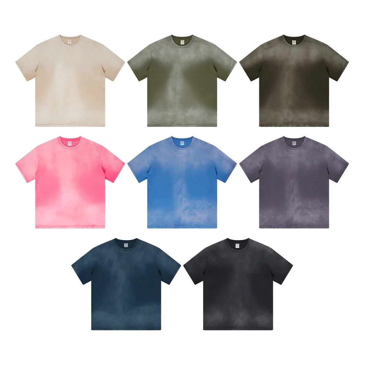 Custom 270 Gsm Drop Shoulder Oversized Vintage Heavyweight Cotton T-shirts Custom Acid Wash Sun Faded T Shirts Unisex