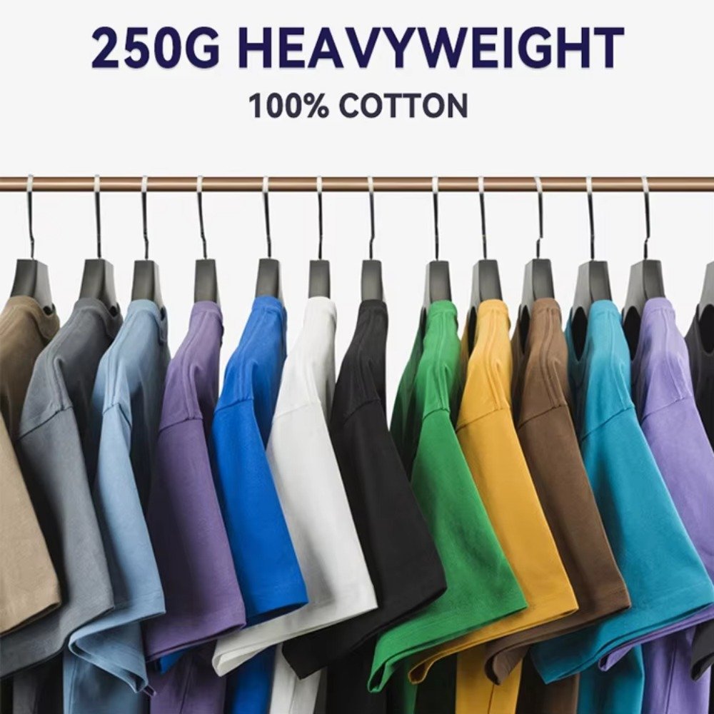 Heavyweight 250 Gsm T Shirts Oversized Tshirt Cotton 100% Drop Shoulder Customized Screen Print Graphic T-Shirt Men