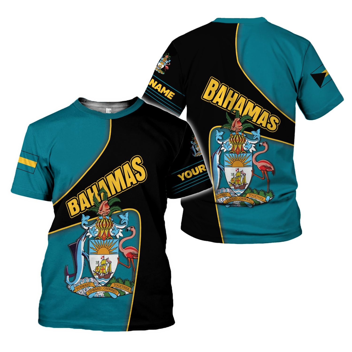 Bahamas Flag Man Breathable T Shirt Drop Shipping Short Sleeves Tops Support Customize Men's T-shirts Football Patriotic Shirt