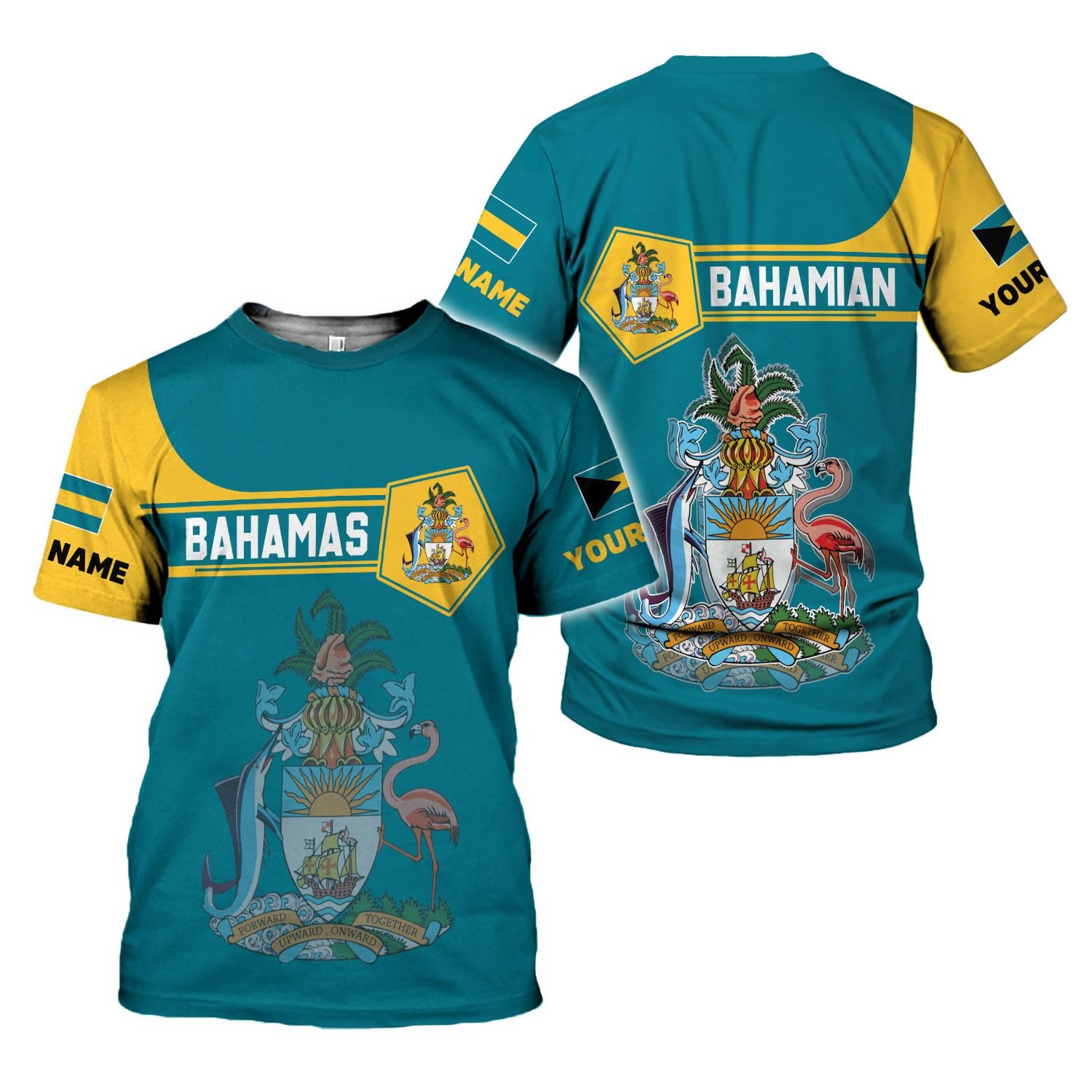 Bahamas Flag Man Breathable T Shirt Drop Shipping Short Sleeves Tops Support Customize Men's T-shirts Football Patriotic Shirt