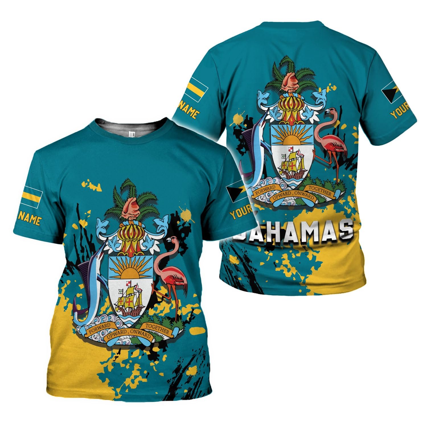Bahamas Flag Man Breathable T Shirt Drop Shipping Short Sleeves Tops Support Customize Men's T-shirts Football Patriotic Shirt