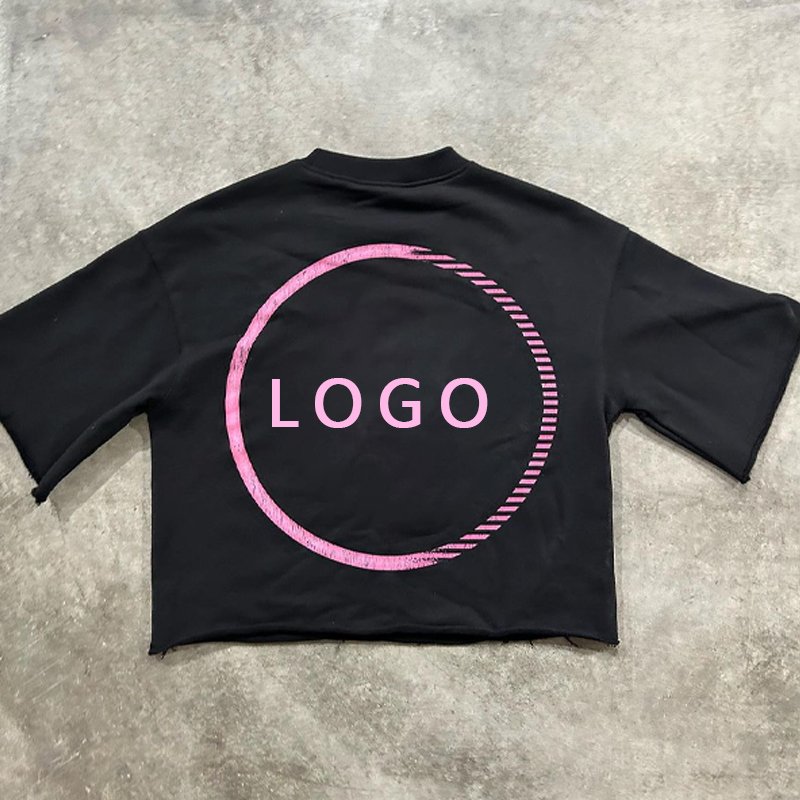 OEM Custom Streetwear Tshirt For Men Cotton Graphic Print Heavyweight Hip Hop Oversized Cropped Boxy Men's T Shirt