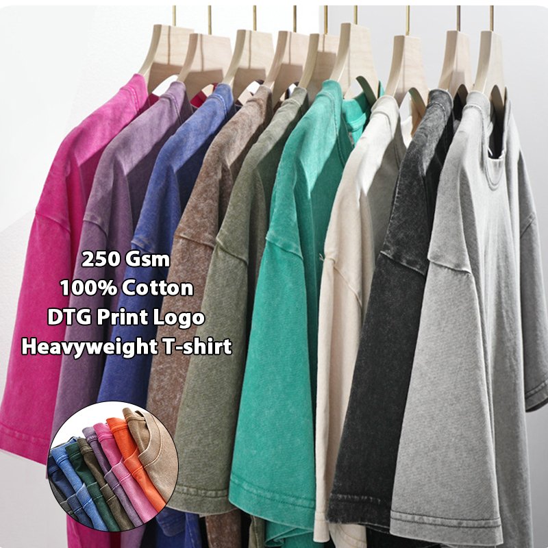 Custom Oversized Heavyweight T-Shirt Graphic Tees Vintage Acid Washed Tshirt Heavy Cotton T Shirt For Men
