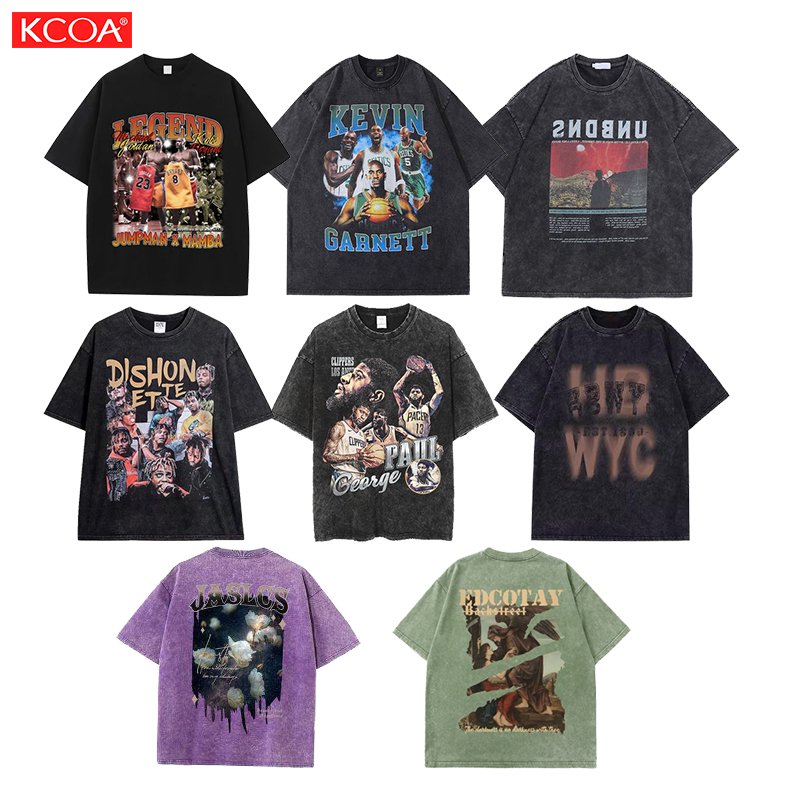 Custom Oversized Heavyweight T-Shirt Graphic Tees Vintage Acid Washed Tshirt Heavy Cotton T Shirt For Men