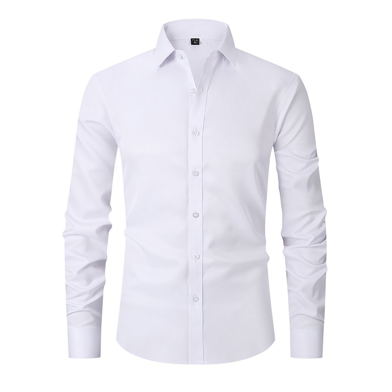 Wholesale Custom Logo High Quality classic style Elasticity fabric solid color long Sleeve Business Slim Fit Formal men's shirt