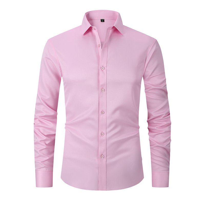 Wholesale Custom Logo High Quality classic style Elasticity fabric solid color long Sleeve Business Slim Fit Formal men's shirt