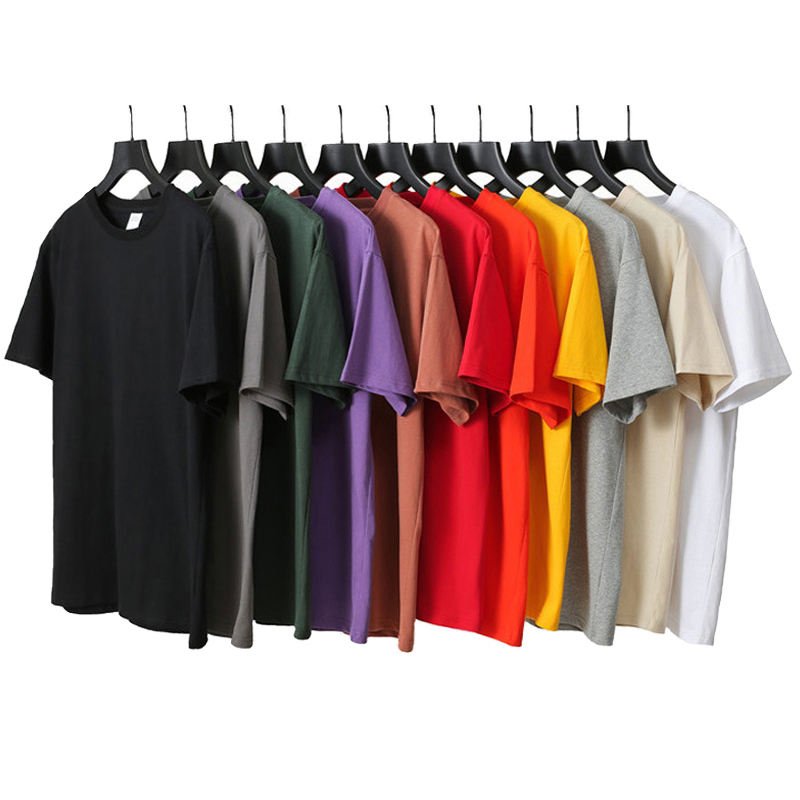 High Quality Solid Color 210gsm Oversized Blank T Shirts Cotton Custom Printed Plain Round Neck T Shirt Graphic T Shirts