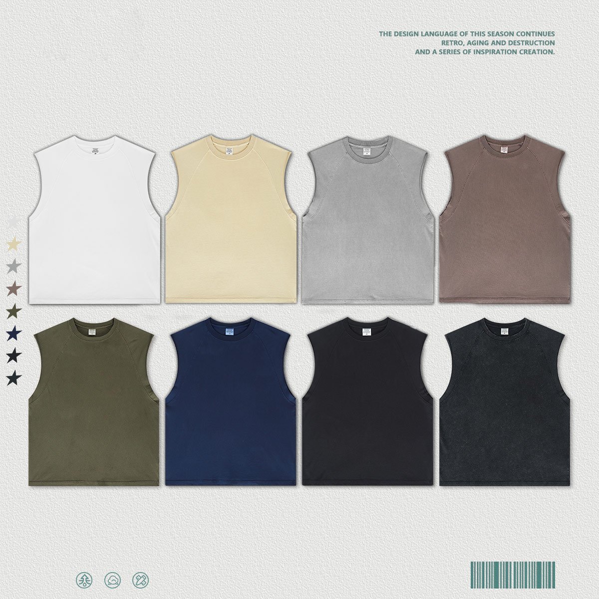 vintage custom wash tank top sleeveless men's t-shirt tank top vest gym vintage washed tank top mens