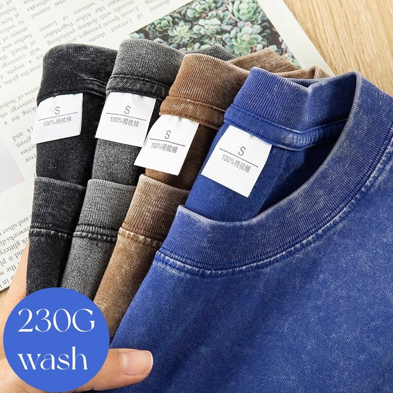 High Quality Heavyweight Distressed Acid Wash 230G Men's t-shirts Oversized Shirt Custom Regular T Shirt Men