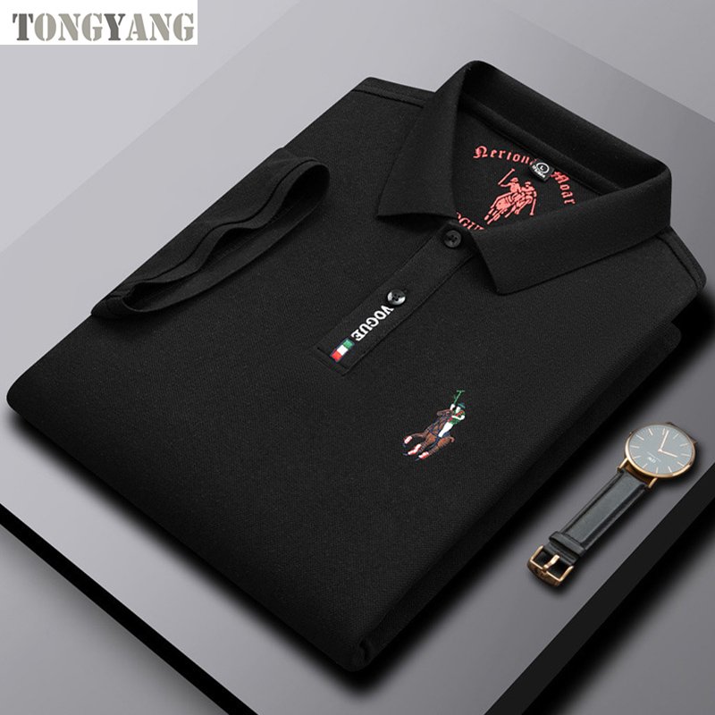 TONGYANG 100% Cotton Men's Blank Golf Polo T Shirts Embroidered Logo Plain Short Sleeve Stand up Collar Casual Polo Shirts