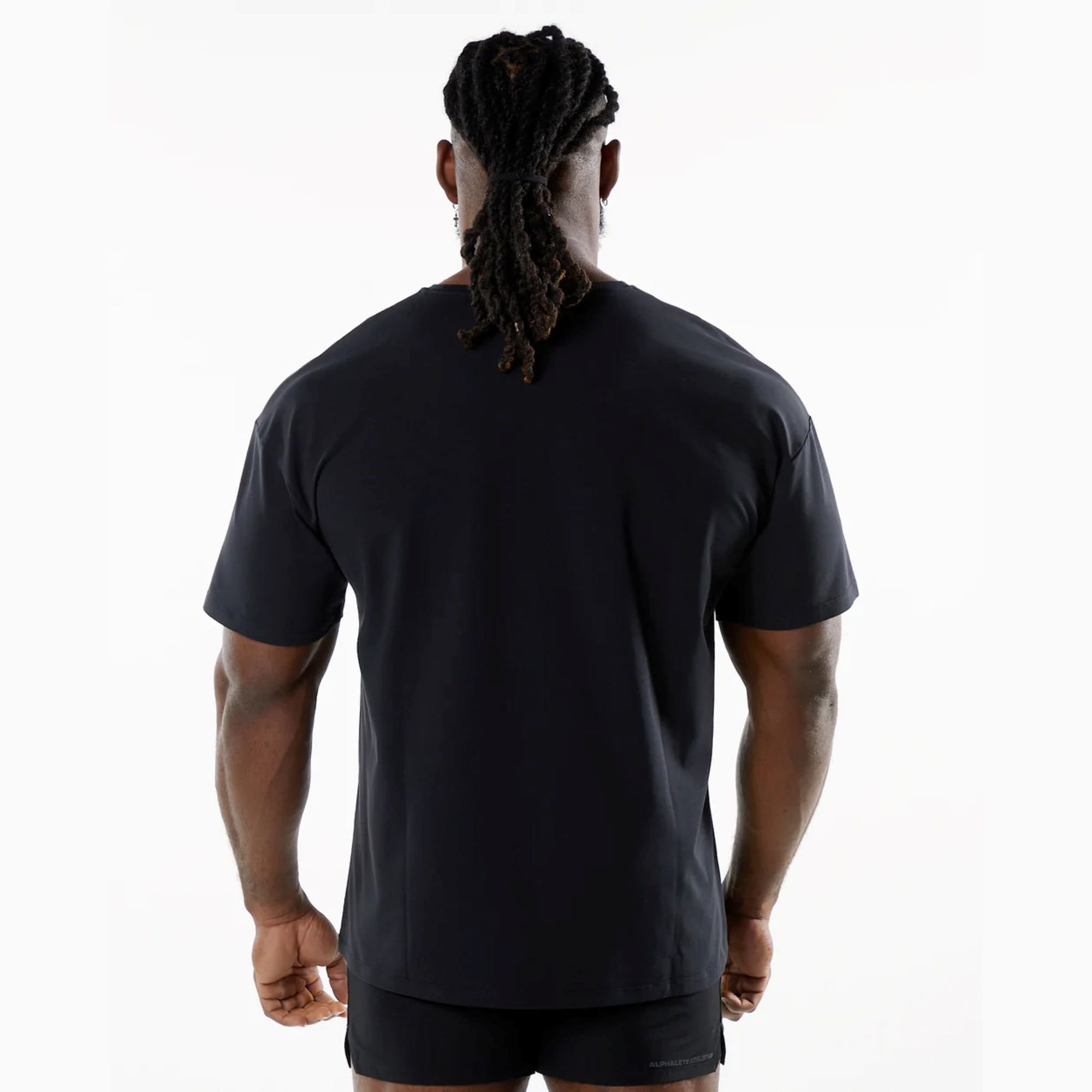 Men's Black Fitted Raglan T-Shirt - 94% Cotton, 6% Spandex, Crew Neck, Short Sleeves