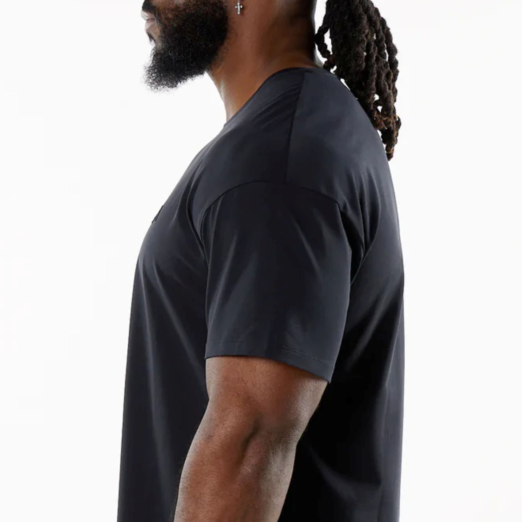 Men's Black Fitted Raglan T-Shirt - 94% Cotton, 6% Spandex, Crew Neck, Short Sleeves