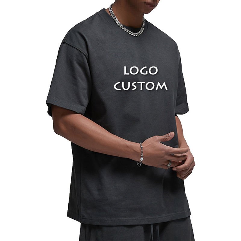 Wholesale OEM Cotton 305g Loose Sport Men's T Shirt Street Casual Solid Color Oversize Mens T Shirts