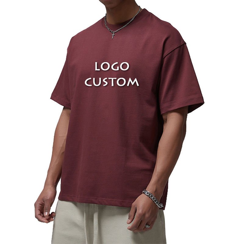 Wholesale OEM Cotton 305g Loose Sport Men's T Shirt Street Casual Solid Color Oversize Mens T Shirts