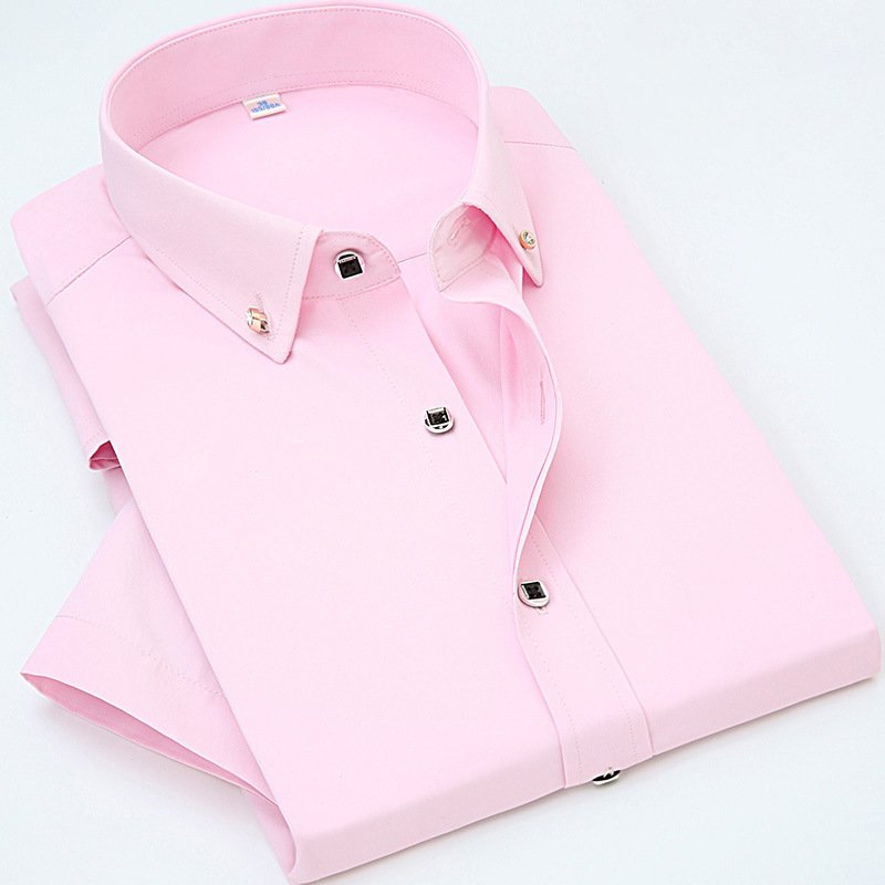 2023 new South Korean slim men's long sleeve shirt young business casual solid color diamond buckle men's shirt