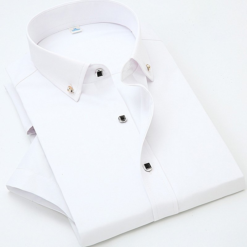 2023 new South Korean slim men's long sleeve shirt young business casual solid color diamond buckle men's shirt