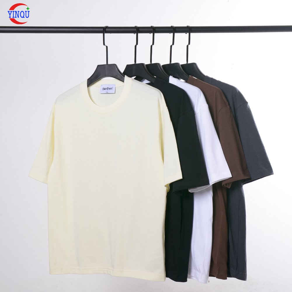 YinQu cotton men's t shirt heavyweight luxury oversized drop shoulder custom logo desgin boxy blank streetwear t-shirt for men