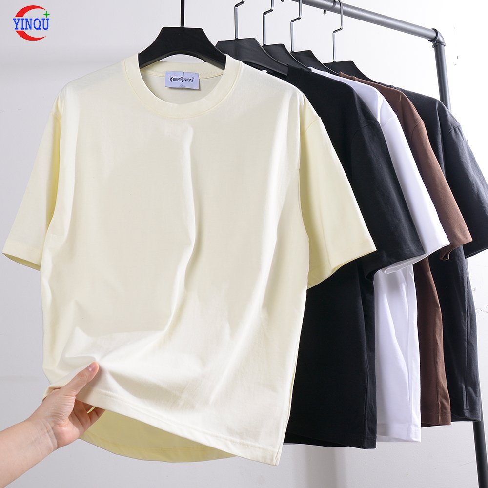 YinQu cotton men's t shirt heavyweight luxury oversized drop shoulder custom logo desgin boxy blank streetwear t-shirt for men