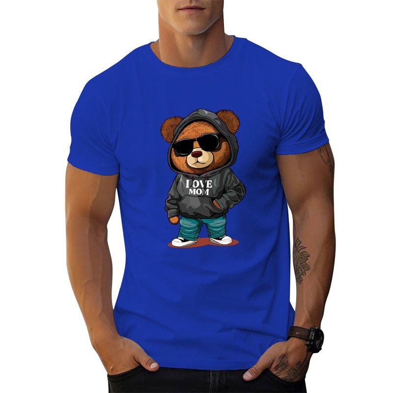 factory price blank t shirts men regular short sleeve Mother's Day theme Love mom's bear graphic t shirts print men's t-shirts