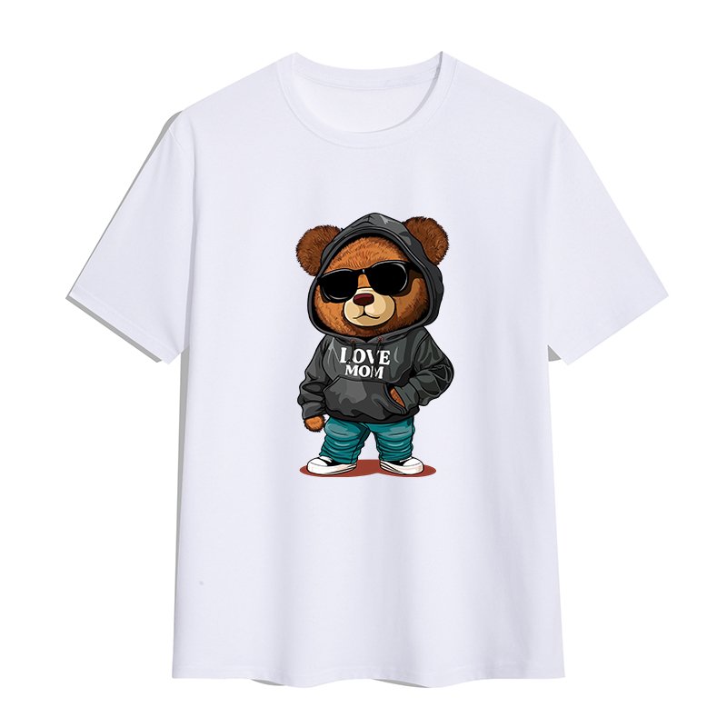 factory price blank t shirts men regular short sleeve Mother's Day theme Love mom's bear graphic t shirts print men's t-shirts