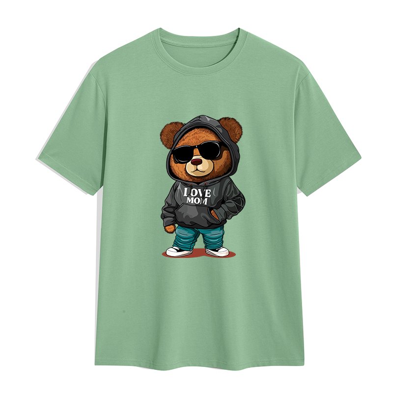 factory price blank t shirts men regular short sleeve Mother's Day theme Love mom's bear graphic t shirts print men's t-shirts