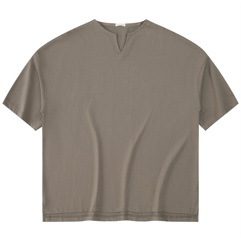 100% cotton custom made men's loose t-shirt oversized hip hop t-shirt high quality low shoulder men's V-neck t-shirt