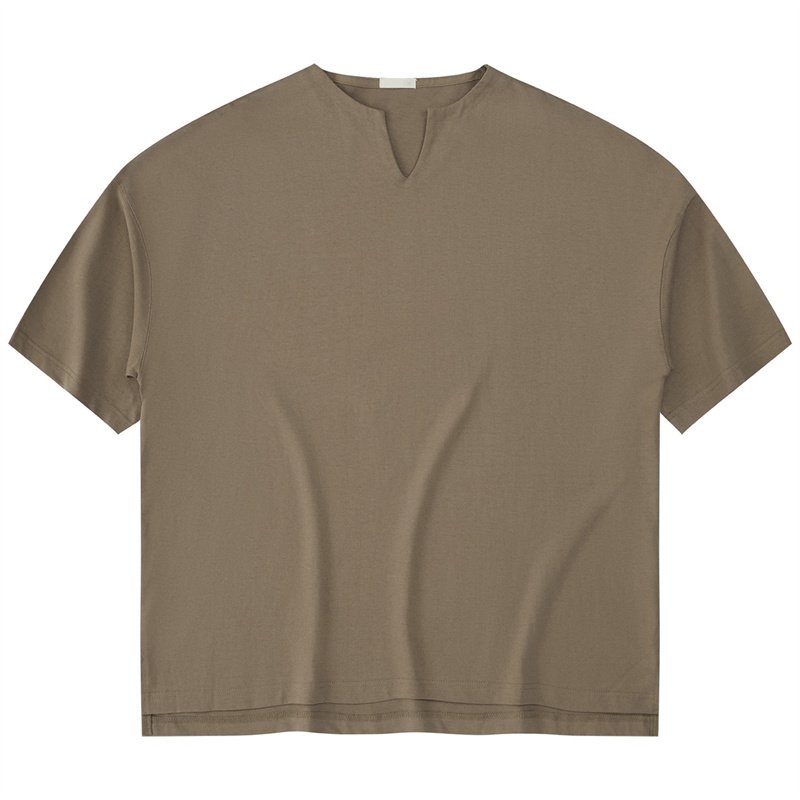 100% cotton custom made men's loose t-shirt oversized hip hop t-shirt high quality low shoulder men's V-neck t-shirt