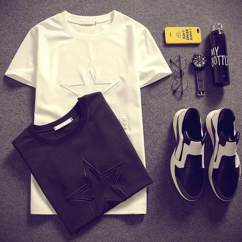 Custom Logo Embossed Longline Tshirt 100% cotton Solid Color Embossed Crew Neck men's t-shirts
