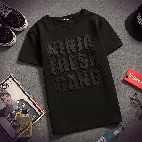 Custom Logo Embossed Longline Tshirt 100% cotton Solid Color Embossed Crew Neck men's t-shirts