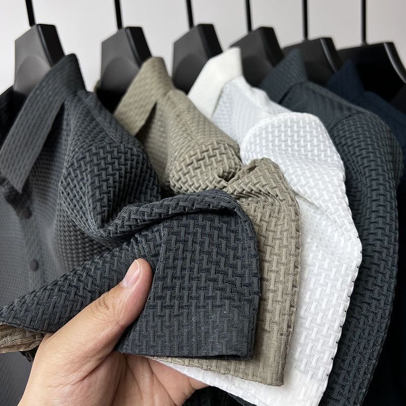Custom Summer New Men's Hollow Short-sleeved Polo Shirt Ice Silk Breathable Business Fashion T-Shirt Male Clothes