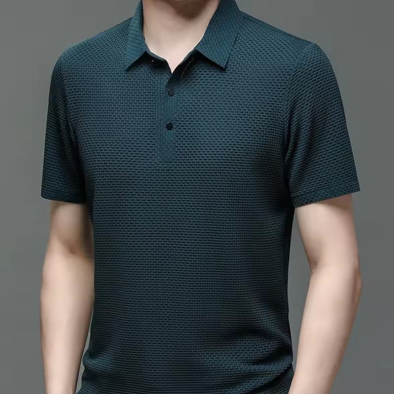 Custom Summer New Men's Hollow Short-sleeved Polo Shirt Ice Silk Breathable Business Fashion T-Shirt Male Clothes