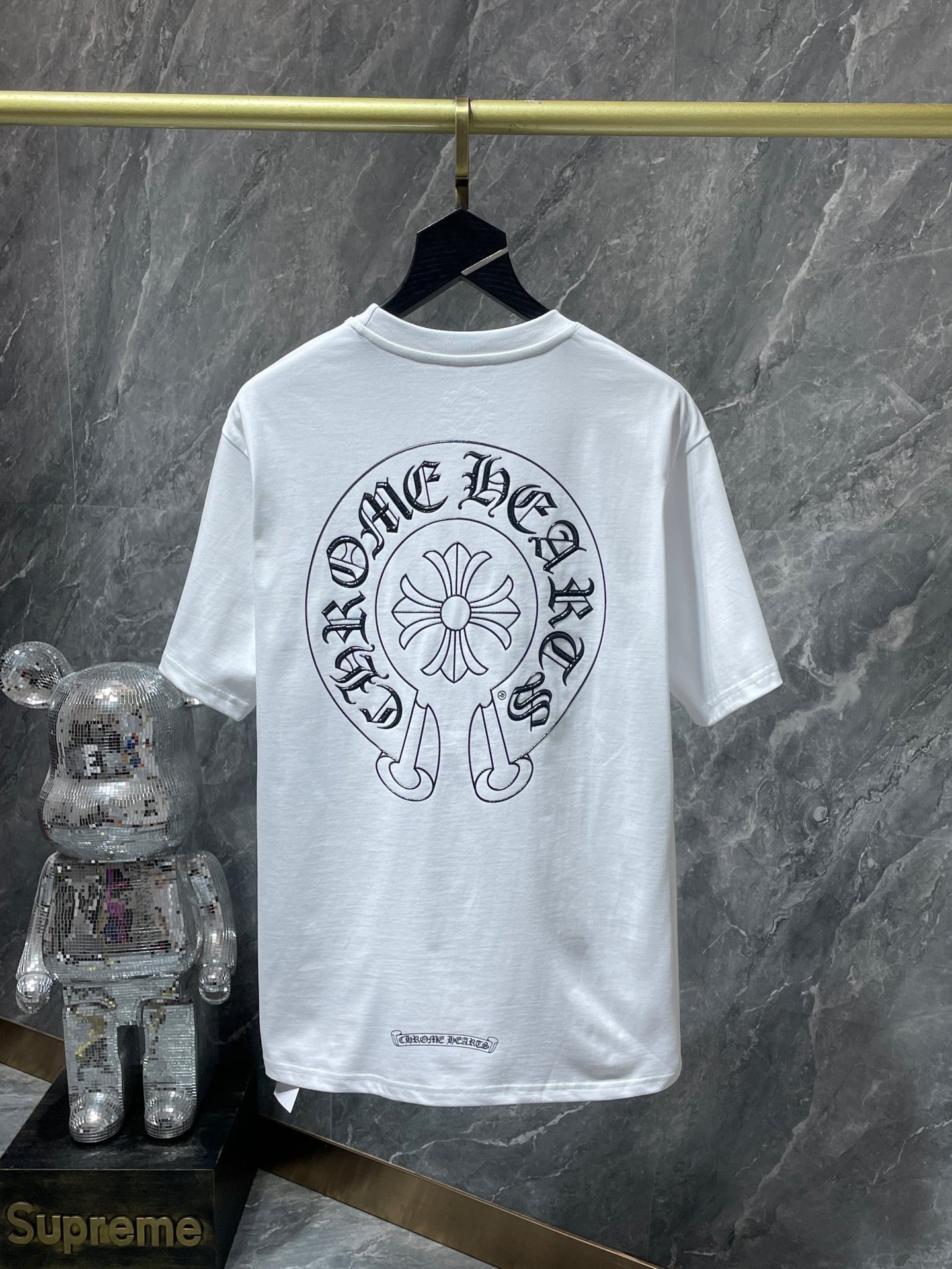 FENGFAN hearts 2024 chrome Products Classic Big Crucifix Sanskrit Cross Horseshoe 100% Cotton Short Sleeve Pop T-Shirt Men's
