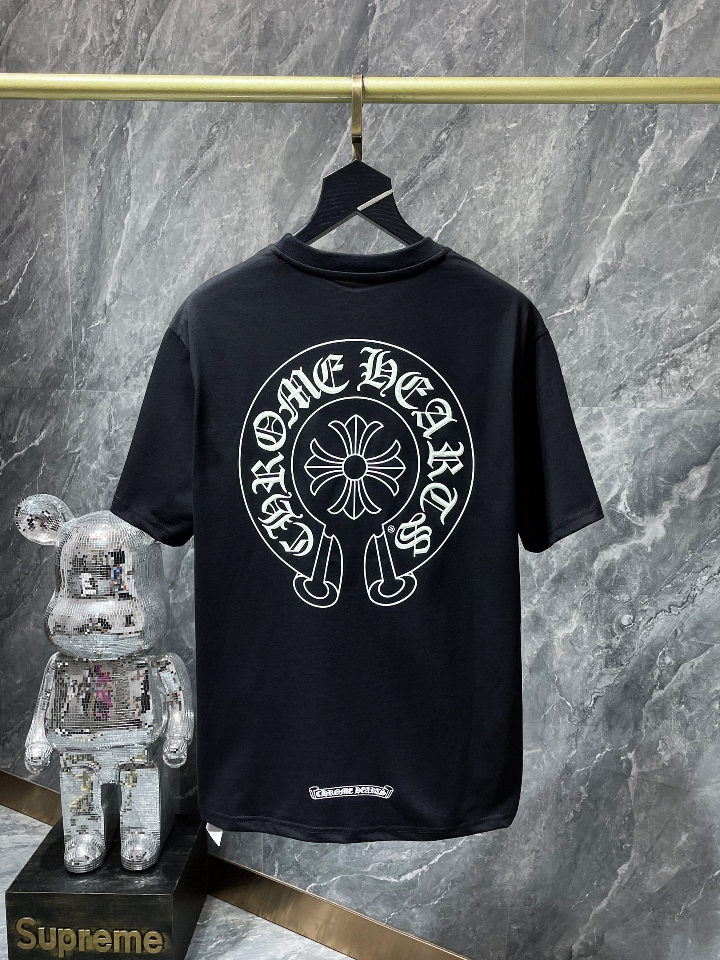FENGFAN hearts 2024 chrome Products Classic Big Crucifix Sanskrit Cross Horseshoe 100% Cotton Short Sleeve Pop T-Shirt Men's