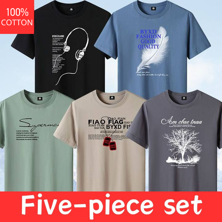 100% Cotton Men's Round Neck T-shirt Inventory New Design Fashion Printing Men's T-shirt High Quality Men's T-shirt