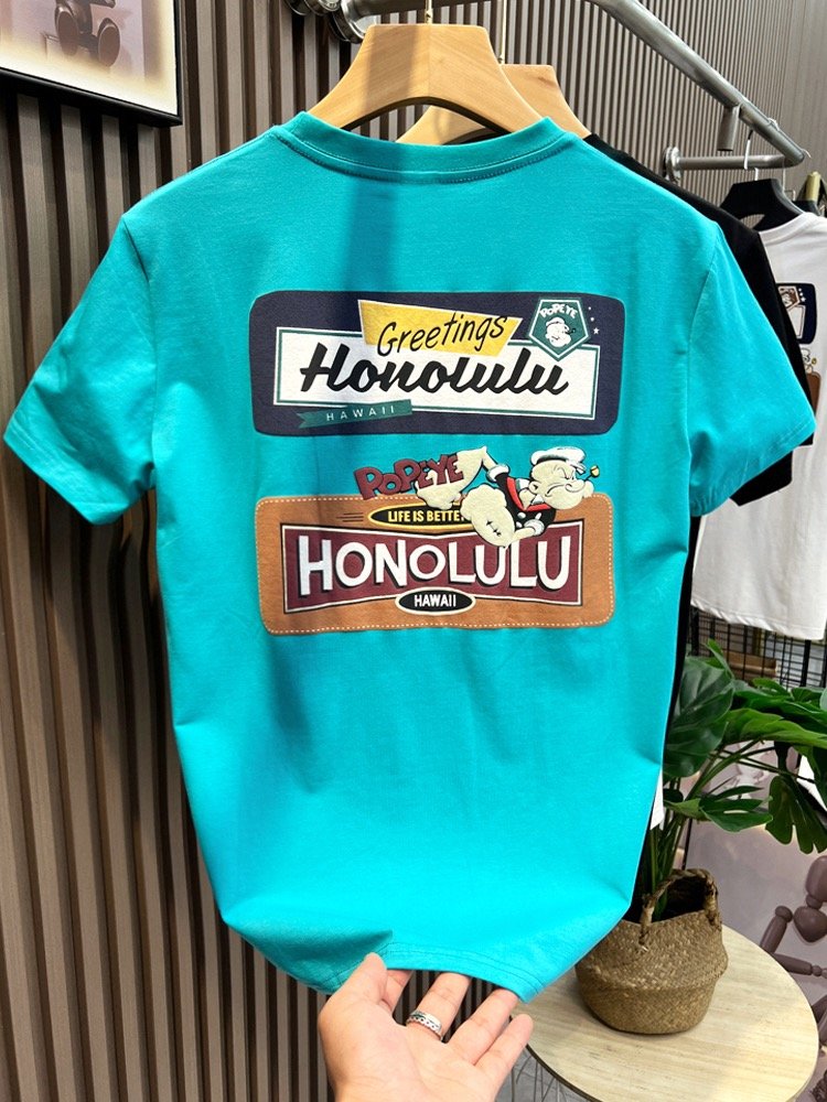 Factory Wholesale Short sleeve men's pure cotton breathable Monster fashion European station trend summer men's comics