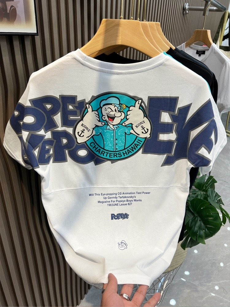 Factory Wholesale Short sleeve men's pure cotton breathable Monster fashion European station trend summer men's comics