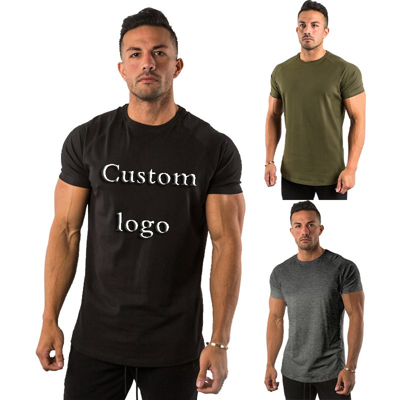 men's fitness sport t-shirt 95% cotton 5% elastan gym O-Neck design plain sportswear tshirt custom logo t shirt for men