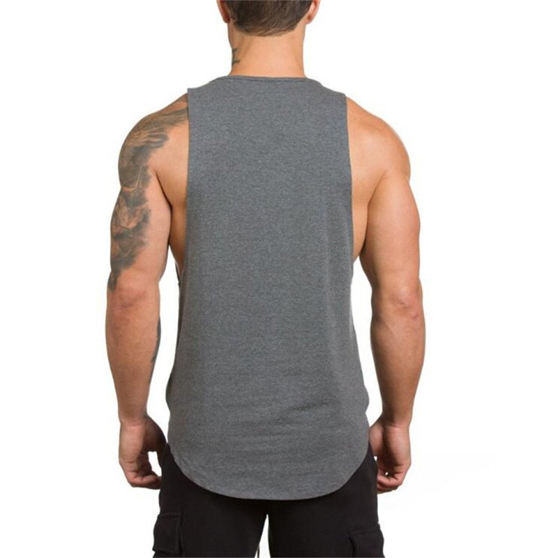 Solid Color Summer Sleeveless Sports Gym Running Men's Fitness Vests Cotton Tank Tops