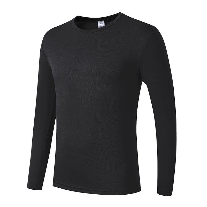 Wholesale Long Sleeve Polyester Blank Plain Men's T-shirts Custom Logo Printing White Unisex Long Sleeve Polyester T-shirt