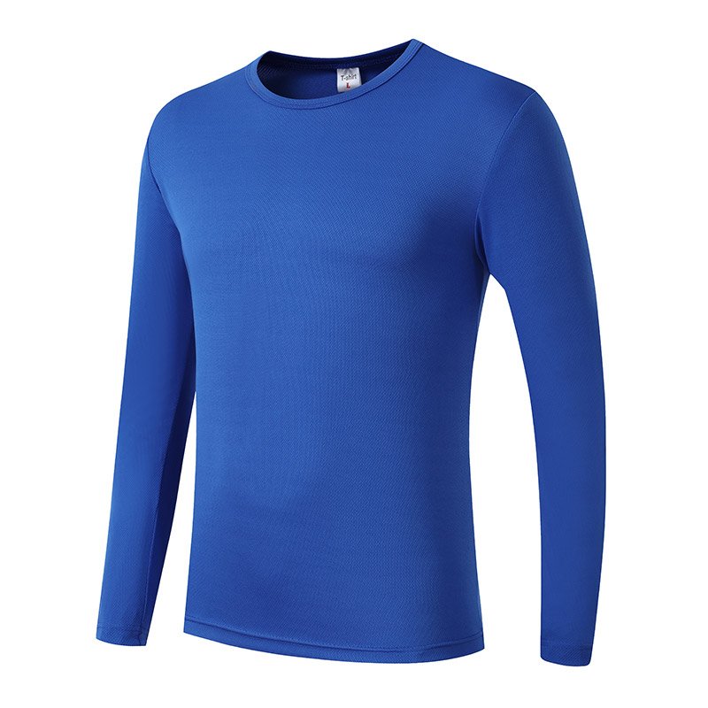 Wholesale Long Sleeve Polyester Blank Plain Men's T-shirts Custom Logo Printing White Unisex Long Sleeve Polyester T-shirt
